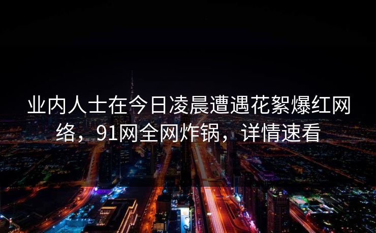 业内人士在今日凌晨遭遇花絮爆红网络，91网全网炸锅，详情速看