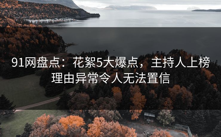 91网盘点：花絮5大爆点，主持人上榜理由异常令人无法置信