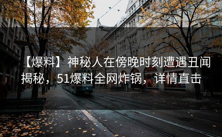 【爆料】神秘人在傍晚时刻遭遇丑闻揭秘，51爆料全网炸锅，详情直击