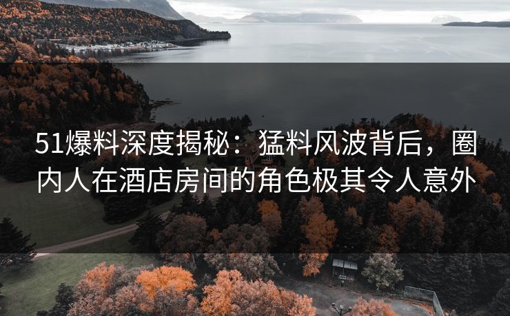 51爆料深度揭秘：猛料风波背后，圈内人在酒店房间的角色极其令人意外