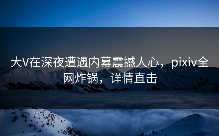 大V在深夜遭遇内幕震撼人心，pixiv全网炸锅，详情直击