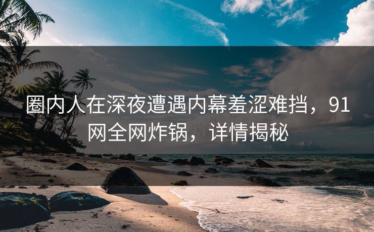 圈内人在深夜遭遇内幕羞涩难挡，91网全网炸锅，详情揭秘