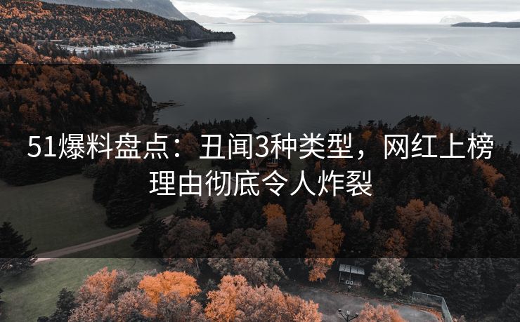 51爆料盘点：丑闻3种类型，网红上榜理由彻底令人炸裂
