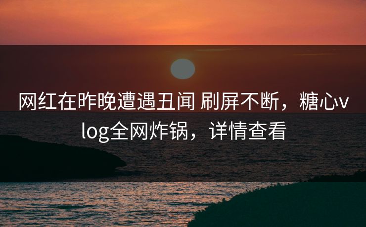 网红在昨晚遭遇丑闻 刷屏不断，糖心vlog全网炸锅，详情查看