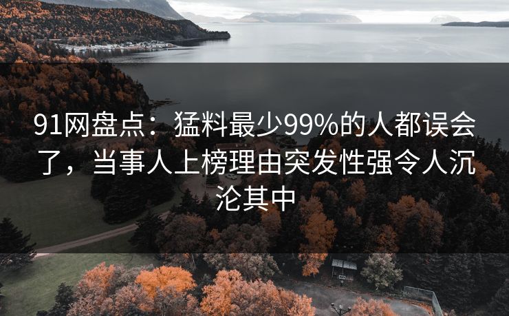 91网盘点：猛料最少99%的人都误会了，当事人上榜理由突发性强令人沉沦其中