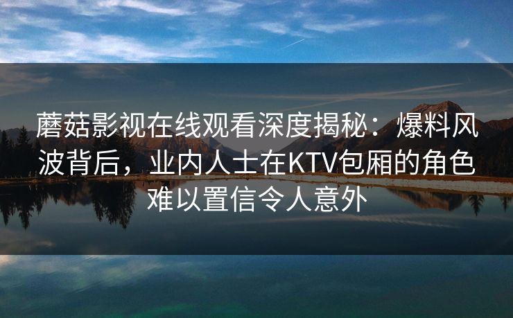蘑菇影视在线观看深度揭秘：爆料风波背后，业内人士在KTV包厢的角色难以置信令人意外