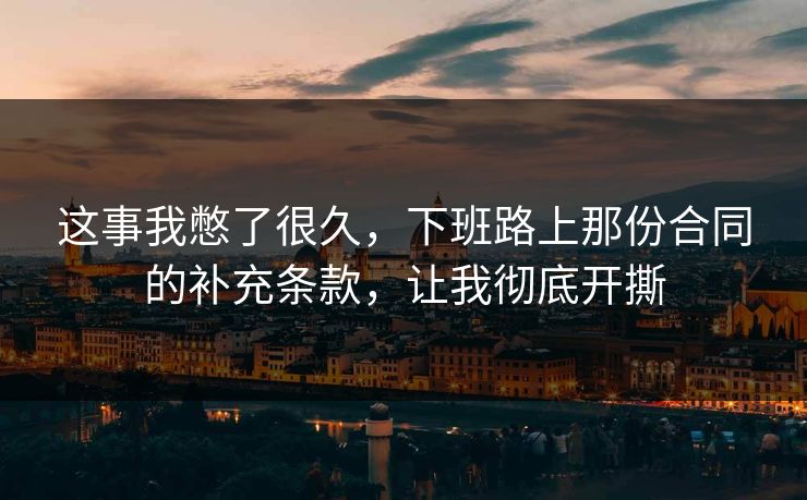 这事我憋了很久，下班路上那份合同的补充条款，让我彻底开撕