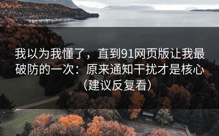 我以为我懂了，直到91网页版让我最破防的一次：原来通知干扰才是核心（建议反复看）